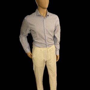 Blue/White Striped Colored Shirt Zara Man USA XL Mex. 44 Slim Fit